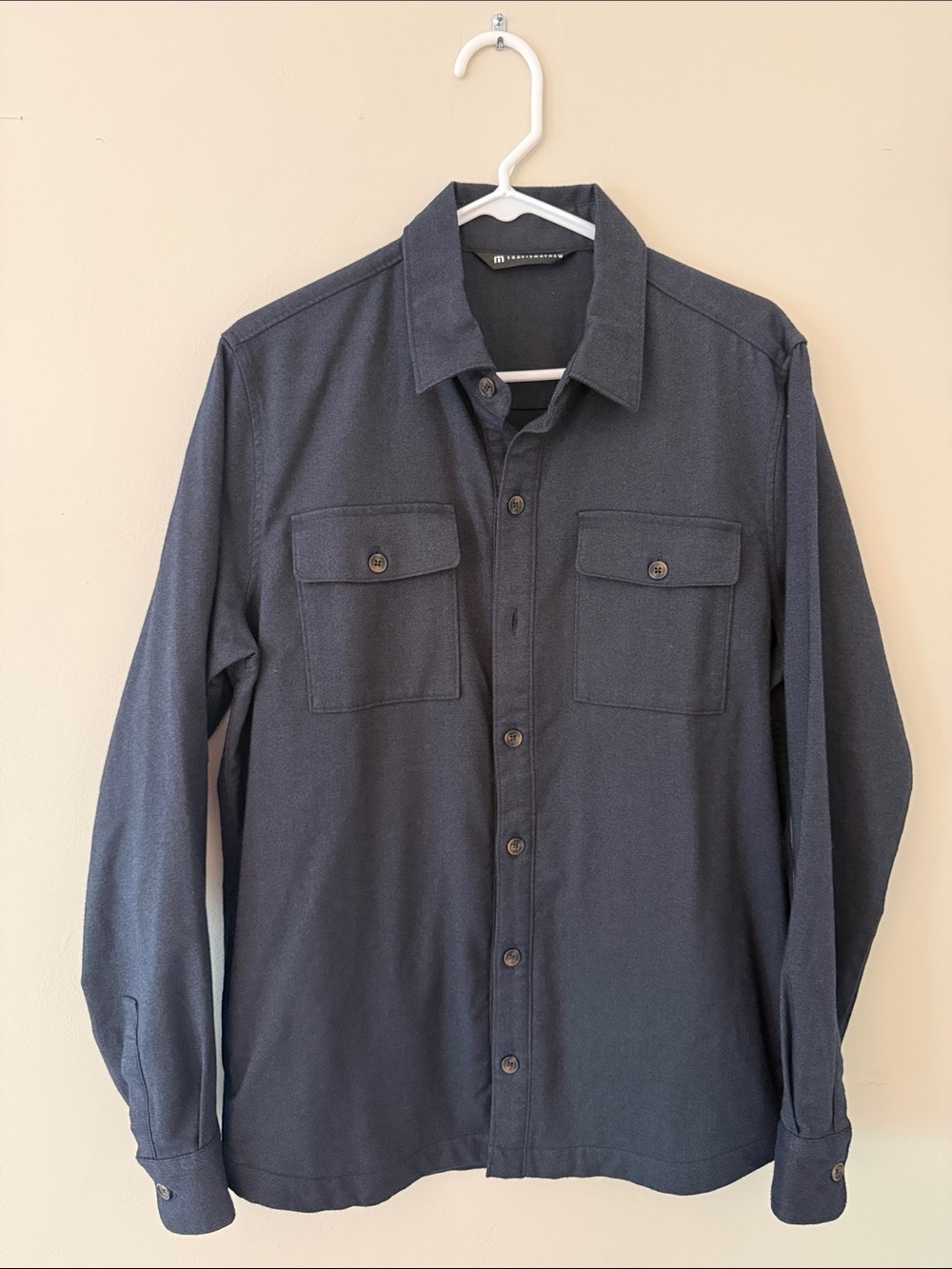 Travis Mathew Dark Navy Button-Up Shirt with Chest Pockets